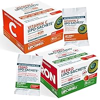Lipo-Sachets Liposomal Vitamin C 1000mg & Liquid Iron Supplement - 60 High Potency Liquid Gel Packets - High Absorption Vitamin C and Liquid Iron for Immune Support