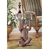 Exotic Decor Moroccan Monkey Business Glass Topped Side Table, 21 Inch, Full Color