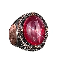 KAMBO Real Natural Star Ruby Gemstone Ring, Star Of David Ring, 925 Sterling Silver Ring, Minimalist Ring, Handmade Ring, Real Ruby Ring