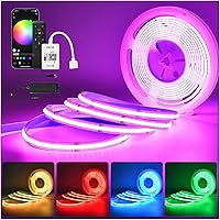 Sumaote RGB COB LED Strip Light 32.8ft, 5760 LEDs, 10mm Width, 24V Smart LED Strip Work with Alexa/Google Assistant, Dimmable Flexible Tape Light for TV,Bedroom, Party DIY Decor