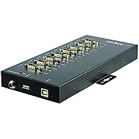 StarTech.com 8 Port Serial Hub USB to RS232/RS485/RS422 Adapter - Industrial USB 2.0 to DB9 Serial Converter Hub - IP30 Rated - Din Rail Mountable Metal Serial Hub - 15kV ESD Protection (ICUSB234858I)