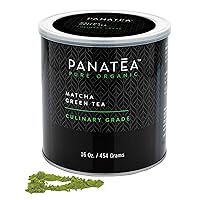 PANATEA Certified Organic Matcha Green Tea Powder | 1 LB 100% Pure Premium Culinary Grade Matcha | Lattes, Smoothies, Baking |16 Oz Tin