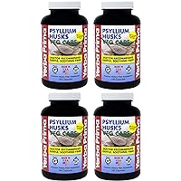 Yerba Prima Psyllium Husks Veg Caps - 180 Count (Pack of 4) - Vegan, Non-GMO, Gluten Free, Colon Cleanser, Daily Fiber Supplement for Gut Health & Regularity