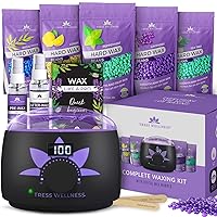 Waxing Kit for Brazilian Wax - Easy to Use - For Sensitive Skin - Digital Display, Black Purple Flower