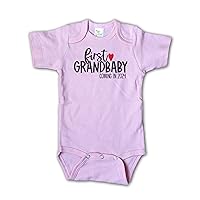 First Grandbaby Pregnancy Announcement, Baby Reveal Grandparents, Gift for Grandparents to Be, New Grandma and Grandpa Surprise I Can't Wait to Meet You (3-6 months, light pink)