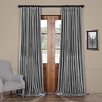 HPD Half Price Drapes Extra Wide Faux Silk Blackout Curtains 96 Inches Long for Bedroom & Living Room Vintage Textured Blackout Curtain (1 Panel), 100W x 96L, Storm Grey