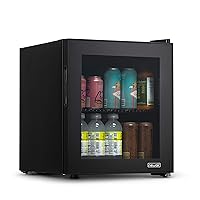 NewAir Beverage Fridge and Cooler with Reversible Glass Door, 60 Can Freestanding Mini Fridge in Black with Door Alarm, Perfect for Work from Home Station, Dorms, and More
