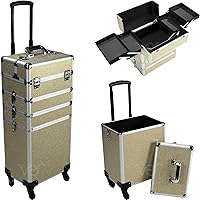 Rolling Case, Champagne Gold Glitter, 14.25x10x28.75 Inch (Pack of 1)