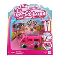 Barbie Mini BarbieLand Doll & Toy Vehicle Set, 1.5-inch Doll & DreamCamper with Working Doors & Color-Change Pool