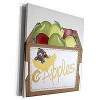3dRose Cute Crate Of Red and Green Apples Illustration - Museum Grade Canvas Wrap (cw-360365-1)