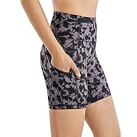CRZ YOGA Women's Naked Feeling Light Running Shorts with Pockets 6'' - High Waisted Compression Gym Biker Shorts