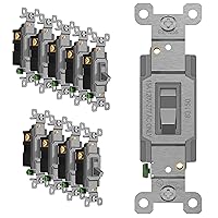 ENERLITES 83150-GR-10PCS Toggle Light Switch, 3-Way or Single Pole, 15A 120-277V, Grounding Screw, Residential Grade, UL Listed, 83150-GY-10PCS, Gray (10 Pack), 10 Count