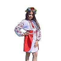 Embroidered Ukrainian Folk Dress with Skirt for Teenagers