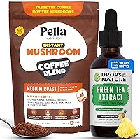 Drops Of Nature Green Tea Extract 1000mg | Pella Nutrition Organic Mushroom Coffee | Bundle
