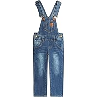 KIDSCOOL SPACE Girls Denim Overalls, Bibs Washed Stretchy Jeans Jumpsuit