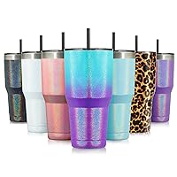 Zibtes 30oz Insulated Tumbler With Lid and Straws, Stainless Steel Double Vacuum Coffee Tumbler Cup, Powder Coated Travel Mug for Home, Office, Travel, Party (Deep Fear 1 pack)