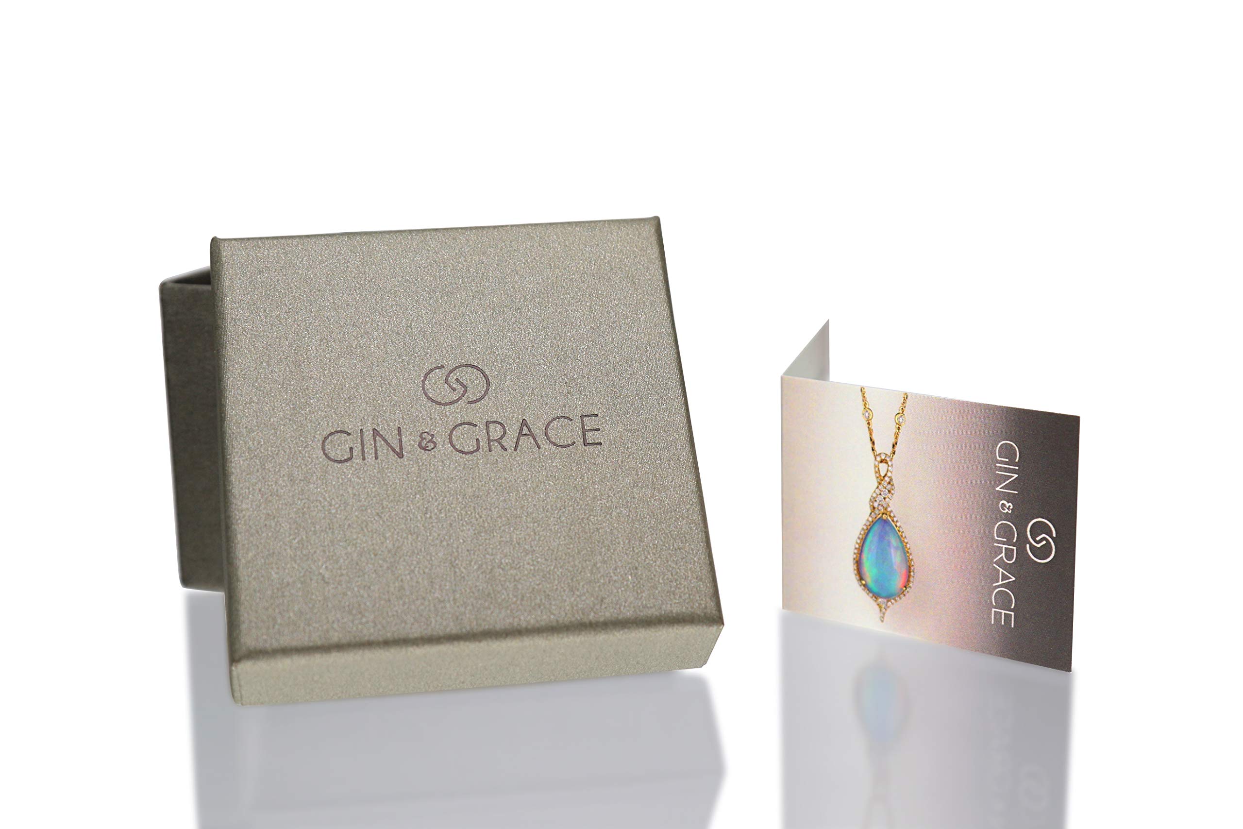 Gin & Grace 10K White Gold Genuine Aquamarine Pendant with Diamonds for women | Ethically, authentically & organically sourced (Oval-cut) shaped Aquamarine hand-crafted jewelry for her