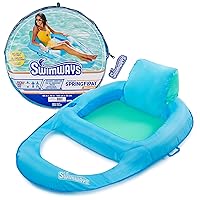 SwimWays Spring Float Premium Recliner Pool Lounger for Swimming Pool, Inflatable Pool Floats Adult with Fast Inflation for Ages 15 & Up, Sky Blue