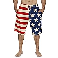 Men's Vintage USA Flag Pajama Lounge Pants or Shorts Stars and Stipes