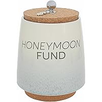 Pavilion - Honeymoon Fund 6.5-inch Unique Ceramic Piggy Bank Savings Bank Money Jar with Cork Base and Cork Lid, Ombre Gray