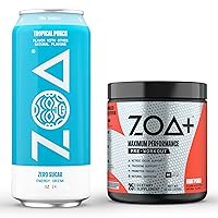 ZOA Energy Drink & Pre-Workout Powder Bundle, Tropical Punch and Fruit Punch