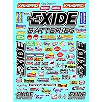 Racing Sponsor Sticker Gang Sheet 17-Die-Cut to Shape 1/10 Scale White Vinyl R/C Model Decal Sticker Sheet Radio Control Lexan Body - Decorate Your R/c Cars, Boats, Trucks & Other Scale Model Kit.…