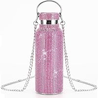 Bling Diamond Thermal Bottle,Glitter Water Bottles,Bling Water Bottle Stainless Steel Thermal Bottle Refillable Water Bottle with Chain for Women