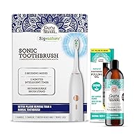 GuruNanda Sonic Toothbrush with 5000 Rechargeable Electric Power, 2 Brush Heads, 1 Travel Case - Mickey D's Oil Pulling with Coconut Oil, 7 Essential Oils & Vitamins for Teeth Whitening & Fresh Breath