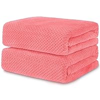 2 Pack Bath Towel Set, Waffle Bath Towel Set, Microfiber Super Soft Highly Absorbent, Durable Quick Drying Towels for Bathroom, Gym, Sports, Yoga (2 Piece 27