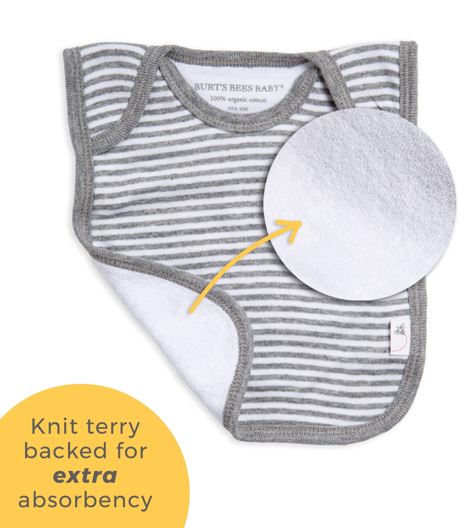 Burt's Bees Baby Bibs, Lap-Shoulder Drool Cloths, 100% Organic Cotton with Absorbent Terry Towel Backing