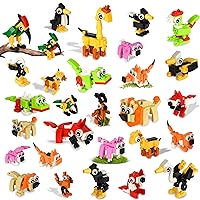 30 Packs Building Blocks Party Favors for Kids, Mini Animals Building Block Sets for Classroom Prizes Birthday Goodie Bag Fillers Valentines Easter Gifts for Kids Boys Girls 4+ Year