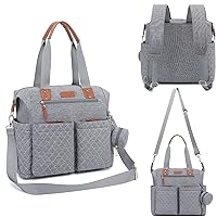 Beaulyn Diaper Bag Tote with Pacifier Case and Changing Pad, Large Capacity Travel Baby Diaper Bag Backpack for Mom Dad