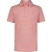 Boys' Performance Golf Grid Short Sleeve Stretch Collared Polo Shirt