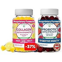 Collagen and Probiotic Gummies Bundle - Non-GMO, Gluten Free - Anti Aging, Hair Growth, Skin Care & Strong Nails and Digestive Health - 120 Gummies