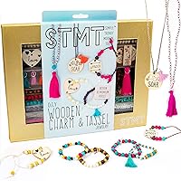 STMT DIY Wooden Charm & Tassel Jewelry Kit, Design & Create 10+ Accessories, Great Tween & Teen Bead Kit, Perfect for Sleepovers & Girl's Night, Custom Trendy Jewelry for Kids 8+