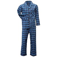 Foxfire Sleepwear 100% Cotton Plaid Flannel Long Sleeve Long Leg Set Blue Size 4X