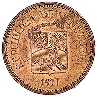 1977 VE Venezuela Y# 49 Coat Of Arms 5 Centimos Good