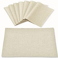 Cloth Placemats Set of 8, Linen Type Fabric Placemats Machine Washable Placemats Heat Resistant Placemats Wrinkle Free Thick Polyester Kitchen Place Mats for Dining Table (Beige)