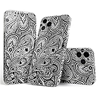 Full Body Skin Decal Wrap Kit Compatible with iPhone 14 Pro Max - Black and White Aztec Paisley
