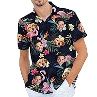 Custom Flamingo Hawaiian Shirt with Face Personalized Retro Button Down Logo Party Shirt Men Customized Funny Shirts