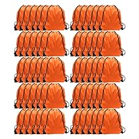 GoodtoU Drawstring Bags, Nylon Backpack Cinch Sack Drawstring Gym Bag Drawstring Backpack for Sport, Traveling, Team (60Pcs, Orange)