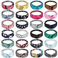 24 Pack Boho Headbands for Women,Vintage Floral Elastic Hair Accessories for Women's Hair, Twisted Knot Girls' Fashion Headbands for Wigs