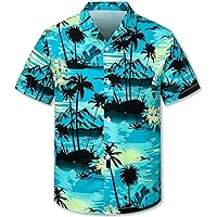 QZH.DUAO Men's & Boys Hawaiian Shirt Short Sleeve Cuban Collar Tropical Holiday Summer Beach Shirts