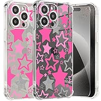 Pink Stars Case for iPhone 12 Pro Max with Hot Pink Design,Girly Pattern with Screen Protector [Buffertech 6.6 ft Drop Impact] Soft TPU Protective Case for iPhone 12 Pro Max 6.7