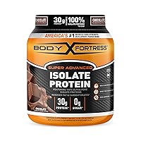Body Fortress Super Advanced Isolate Protein, Chocolate Protein Powder Supplement Low Reduced Fat &, Low Carbohydrates, Low Sugar 1-1.5lb. Jar, Pack of 1