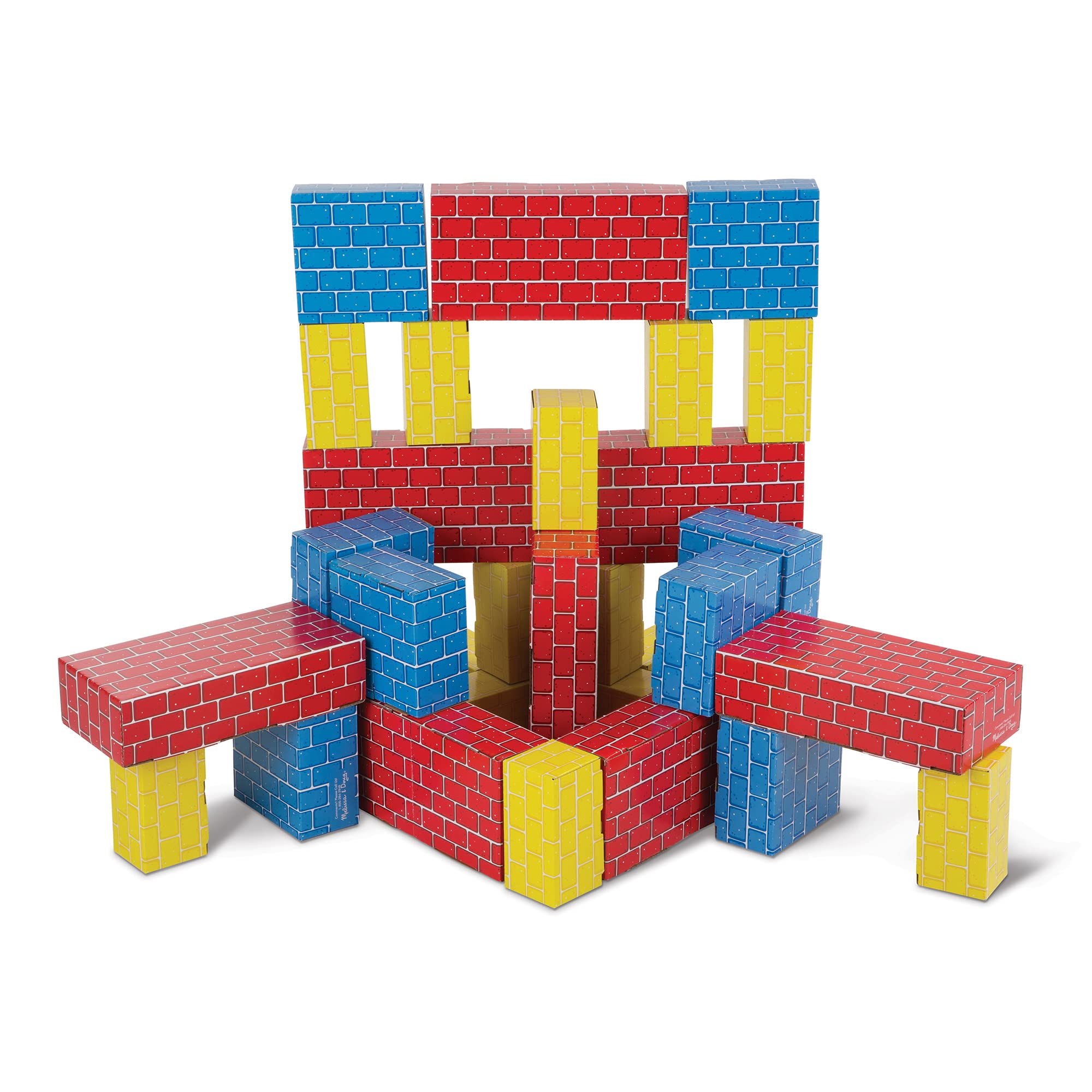 Melissa & Doug Jumbo Extra-Thick Cardboard Building Blocks - 40 Blocks in 3 Sizes - Jumbo Extra-Thick Cardboard Pretend Brick Blocks For Building