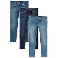 The Children's Place Girls' Stretch Denim Jeggings, 3 Pack, Vaile Wash