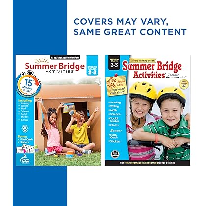 Summer Bridge Activities 2nd to 3rd Grade Workbook, Math, Reading Comprehension, Writing, Science, Social Studies, Fitness Summer Learning Activities, 3rd Grade Workbooks All Subjects With Flash Cards