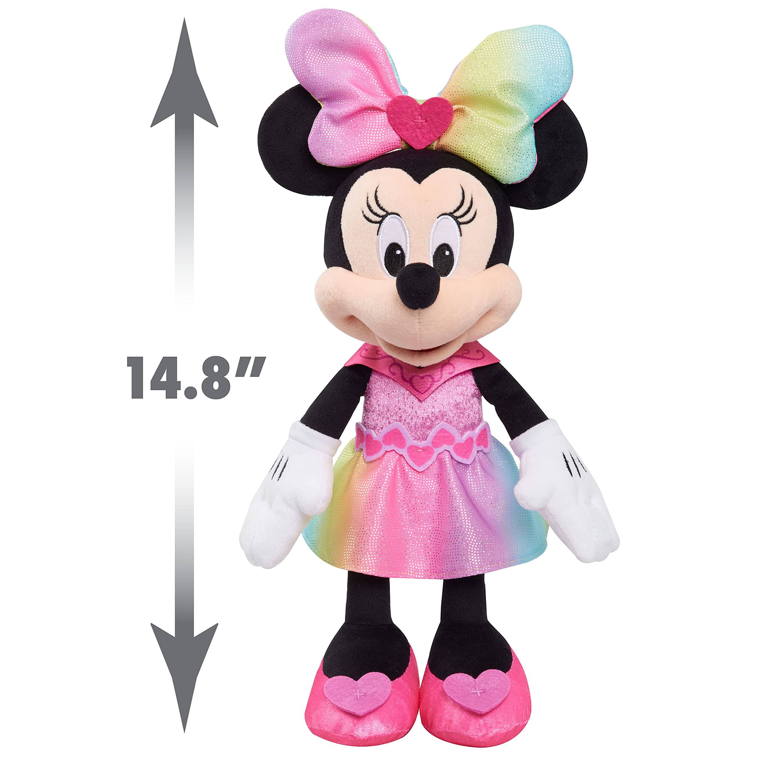 Disney Junior Minnie Mouse Sparkle and Sing Minnie Mouse, 13 Inch Feature Plush with Lights and Sounds, by Just Play