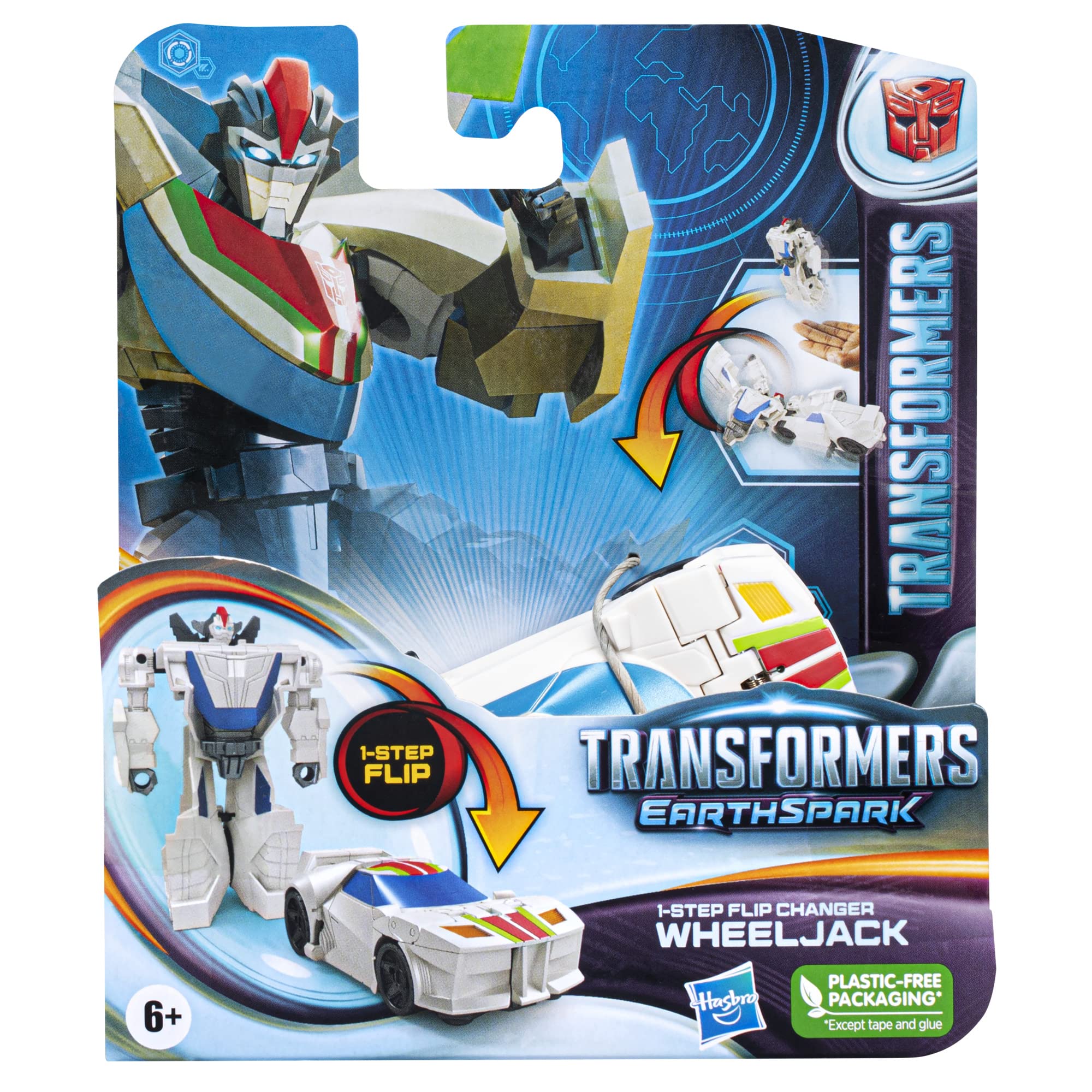 Transformers Toys EarthSpark 1-Step Flip Changer Wheeljack 4-Inch Action Figure, Robot Toys for Ages 6 and Up